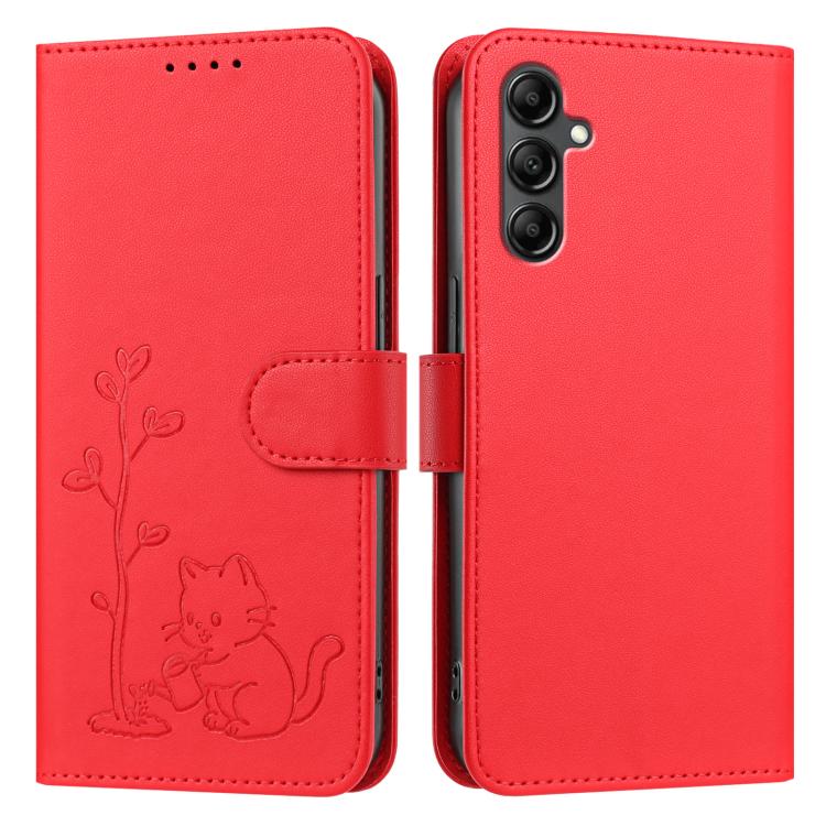 Custodia per telefono in ecopelle con fibbia a forma di albero e gatto YX0014, con cordino., For Galaxy A15 4G / 5G, For Galaxy A55 5G