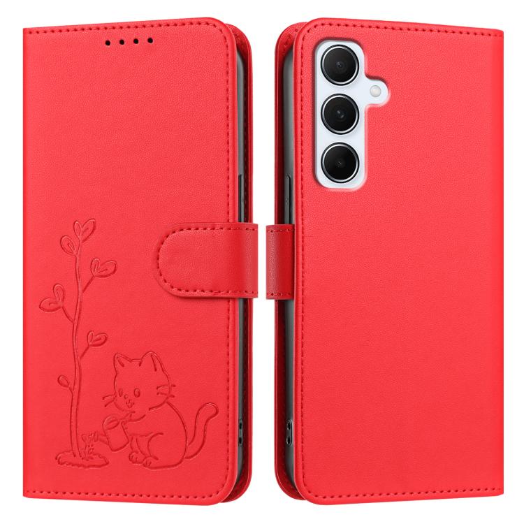 Custodia per telefono in ecopelle con fibbia a forma di albero e gatto YX0014, con cordino., For Galaxy A26 5G, For Galaxy A36 5G