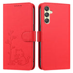 Custodia per telefono in ecopelle con fibbia a forma di albero e gatto YX0014, con cordino., For Galaxy A24 4G, For Galaxy A34 5G
