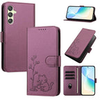 Custodia per telefono in ecopelle con fibbia a forma di albero e gatto YX0014, con cordino., For Galaxy A24 4G, For Galaxy A34 5G