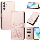 Custodia per telefono in ecopelle con fibbia a forma di albero e gatto YX0014, con cordino., For Galaxy A24 4G, For Galaxy A34 5G