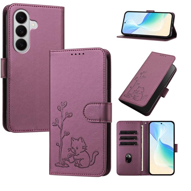 Custodia per telefono in ecopelle con fibbia a forma di albero e gatto YX0014, con cordino., For Galaxy A27 5G, For Galaxy A25e JP