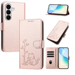 Custodia per telefono in ecopelle con fibbia a forma di albero e gatto YX0014, con cordino., For Galaxy A27 5G, For Galaxy A25e JP