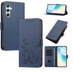 Custodia per telefono in ecopelle con fibbia a forma di albero e gatto YX0014, con cordino., For Galaxy A24 4G, For Galaxy A34 5G