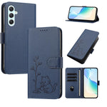 Custodia per telefono in ecopelle con fibbia a forma di albero e gatto YX0014, con cordino., For Galaxy A35 5G, For Galaxy A05
