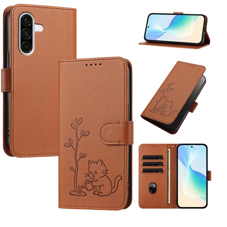 Custodia per telefono in ecopelle con fibbia a forma di albero e gatto YX0014, con cordino., For Galaxy A26 5G, For Galaxy A36 5G