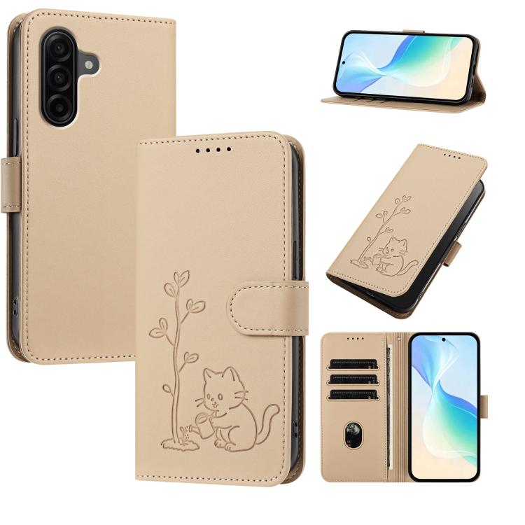 Custodia per telefono in ecopelle con fibbia a forma di albero e gatto YX0014, con cordino., For Galaxy A57 5G, For Galaxy A37 5G