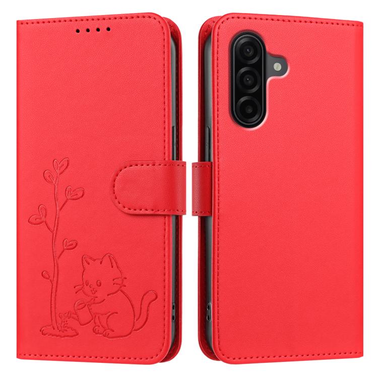 Custodia per telefono in ecopelle con fibbia a forma di albero e gatto YX0014, con cordino., For Galaxy A57 5G, For Galaxy A37 5G