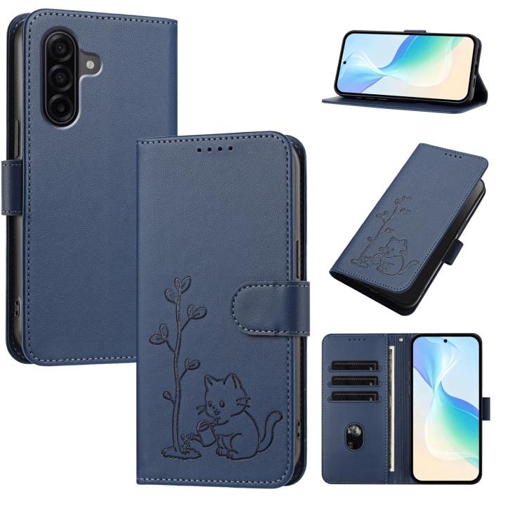 Custodia per telefono in ecopelle con fibbia a forma di albero e gatto YX0014, con cordino., For Galaxy A57 5G, For Galaxy A37 5G