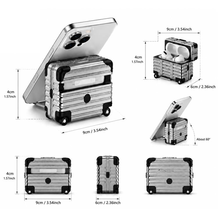 Custodia per auricolari XDcase con design a valigia, ibrida in PC e TPU, con supporto., For AirPods Pro 3, For AirPods Pro 2 / 1