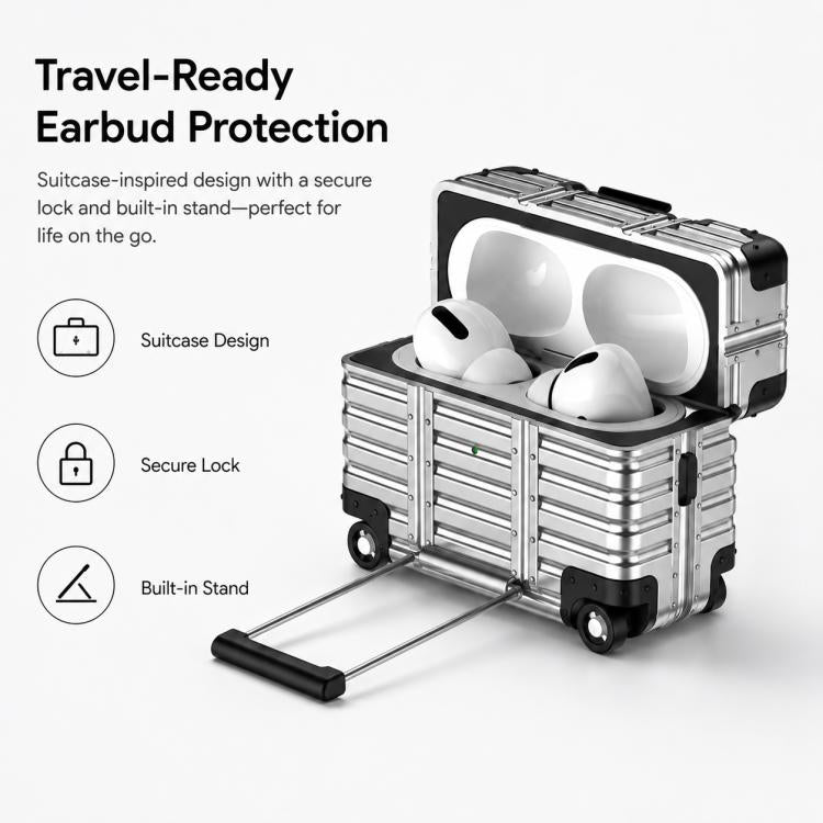 Custodia per auricolari XDcase con design a valigia, ibrida in PC e TPU, con supporto., For AirPods Pro 3, For AirPods Pro 2 / 1