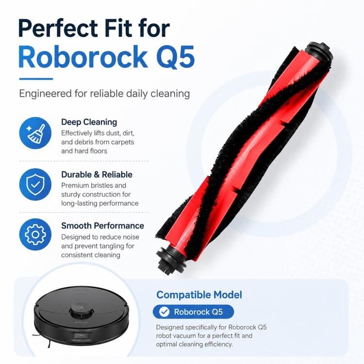 Accessori di ricambio per l'aspirapolvere robot Roborock Q5, Main Brush, Black Five Arm Side Brush, White Five Arm Side Brush, Dual Filter, Dust Bag, Activated Carbon Dust Bag