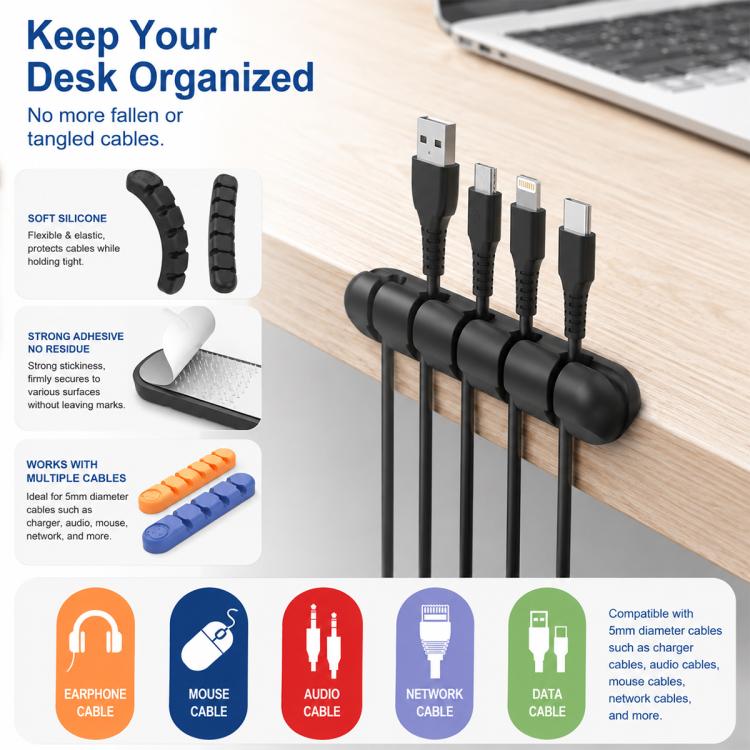 Set di 3 organizer per cavi in silicone