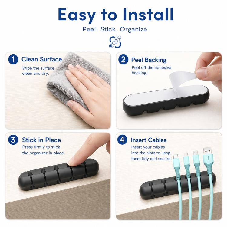 Set di 3 organizer per cavi in silicone