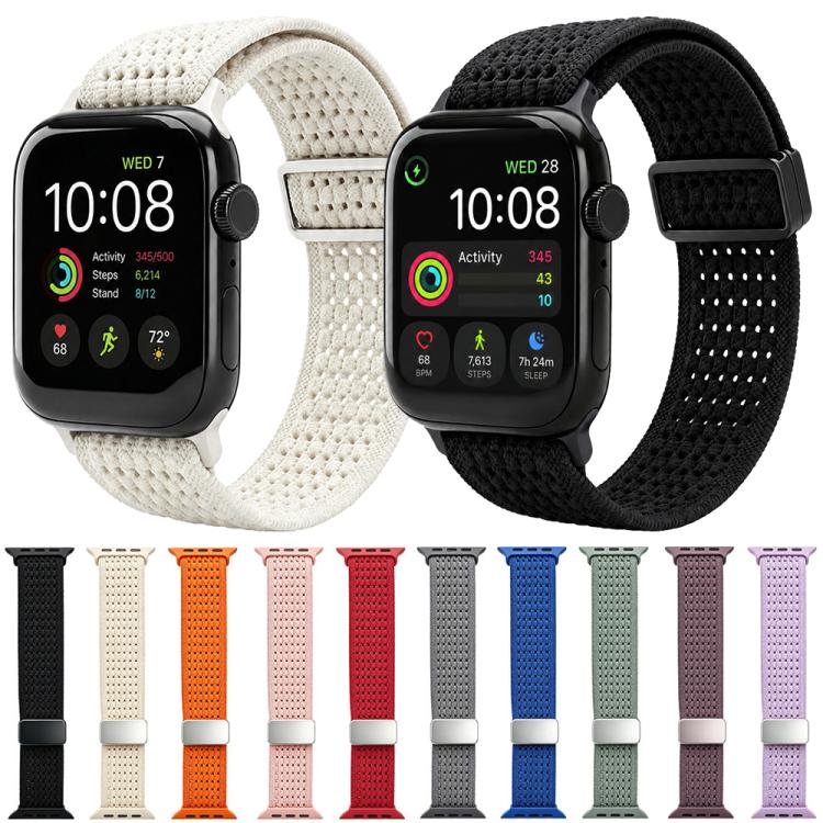 Cinturino per orologio xDfind in nylon intrecciato con fibbia magnetica e design traforato., For Apple Watch 42 / 44 / 45 / 46 / 49mm, For Apple Watch 38 / 40 / 41 / S11 42mm