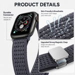 Cinturino per orologio xDfind in nylon intrecciato con fibbia magnetica e design traforato., For Apple Watch 42 / 44 / 45 / 46 / 49mm, For Apple Watch 38 / 40 / 41 / S11 42mm