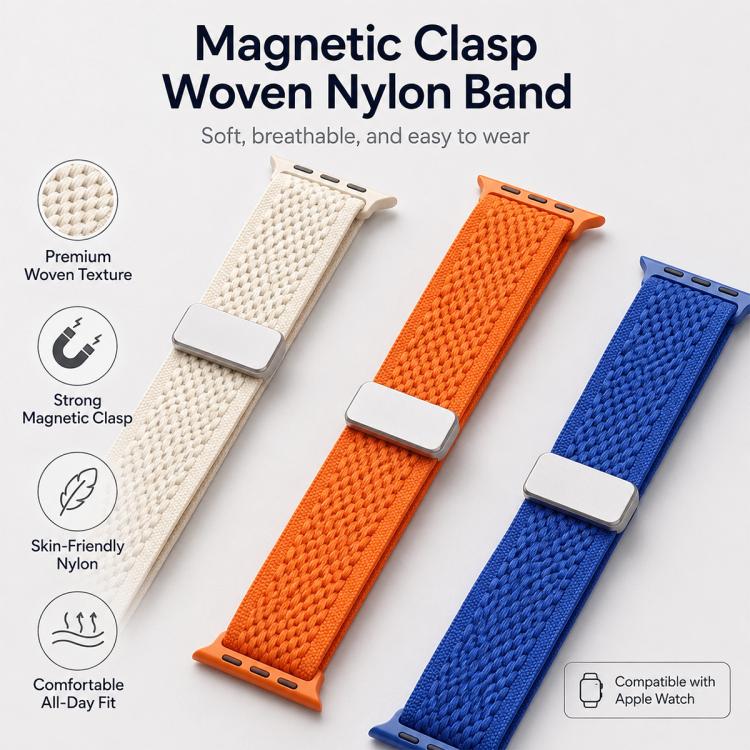 Cinturino per orologio xDfind in nylon intrecciato con fibbia magnetica e design traforato., For Apple Watch 42 / 44 / 45 / 46 / 49mm, For Apple Watch 38 / 40 / 41 / S11 42mm