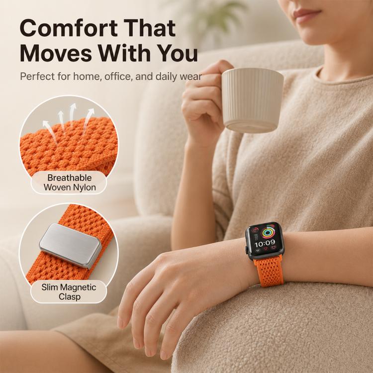Cinturino per orologio xDfind in nylon intrecciato con fibbia magnetica e design traforato., For Apple Watch 42 / 44 / 45 / 46 / 49mm, For Apple Watch 38 / 40 / 41 / S11 42mm