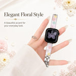 Cinturino per orologio xDfind in metallo e resina epossidica con motivo floreale, For Apple Watch 42 / 44 / 45 / 46 / 49mm, For Apple Watch 38 / 40 / 41 / S11 42mm