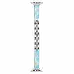 Cinturino per orologio xDfind in metallo e resina epossidica con motivo floreale, For Apple Watch 42 / 44 / 45 / 46 / 49mm, For Apple Watch 38 / 40 / 41 / S11 42mm