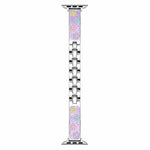 Cinturino per orologio xDfind in metallo e resina epossidica con motivo floreale, For Apple Watch 42 / 44 / 45 / 46 / 49mm, For Apple Watch 38 / 40 / 41 / S11 42mm