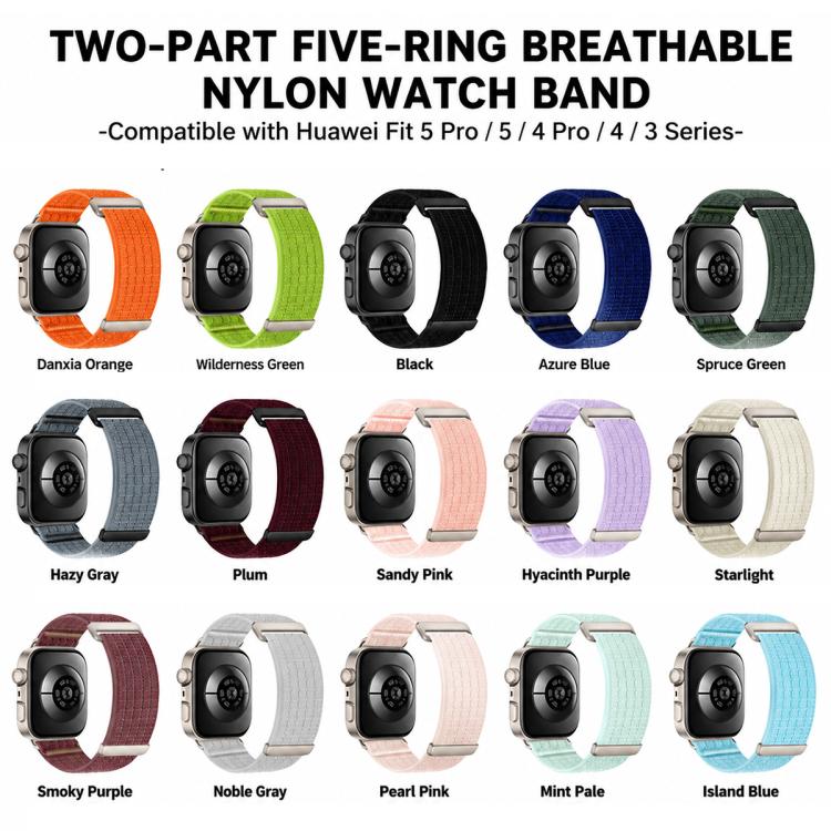 Cinturino per orologio xDfind in nylon traspirante a due sezioni con chiusura a strappo., For Huawei Watch Fit 5 / Fit 5 Pro / Fit 4