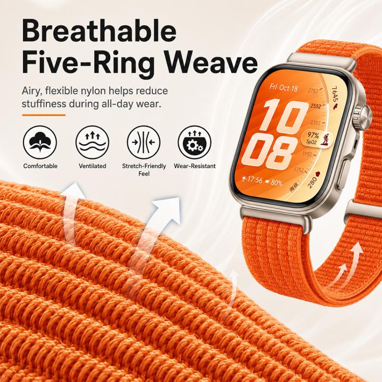Cinturino per orologio xDfind in nylon traspirante a due sezioni con chiusura a strappo., For Huawei Watch Fit 5 / Fit 5 Pro / Fit 4