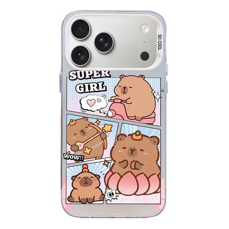 Custodia per telefono ibrida in PC e TPU con motivo argentato colorato, For iPhone 17e / 16e, For iPhone 17 Pro Max