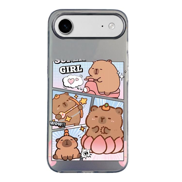 Custodia per telefono ibrida in PC e TPU con motivo argentato colorato, For iPhone Air, For iPhone 16 Pro Max