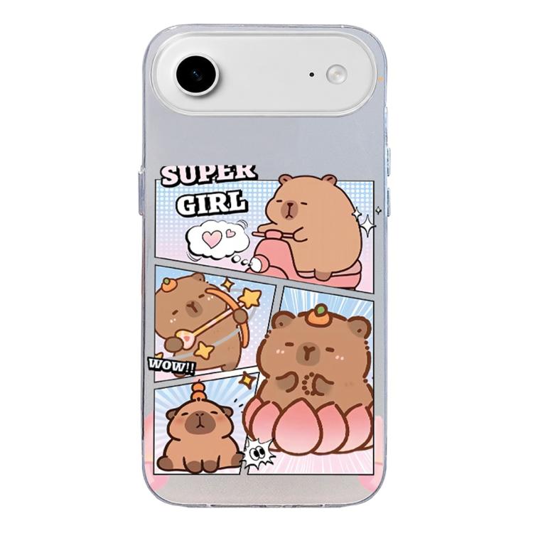 Custodia per telefono ibrida in PC e TPU con motivo argentato colorato, For iPhone Air, For iPhone 16 Pro Max