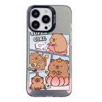 Custodia per telefono ibrida in PC e TPU con motivo argentato colorato, For iPhone 16 Pro, For iPhone 16 Plus