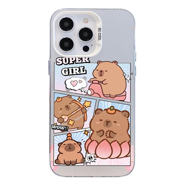 Custodia per telefono ibrida in PC e TPU con motivo argentato colorato, For iPhone 16 Pro, For iPhone 16 Plus