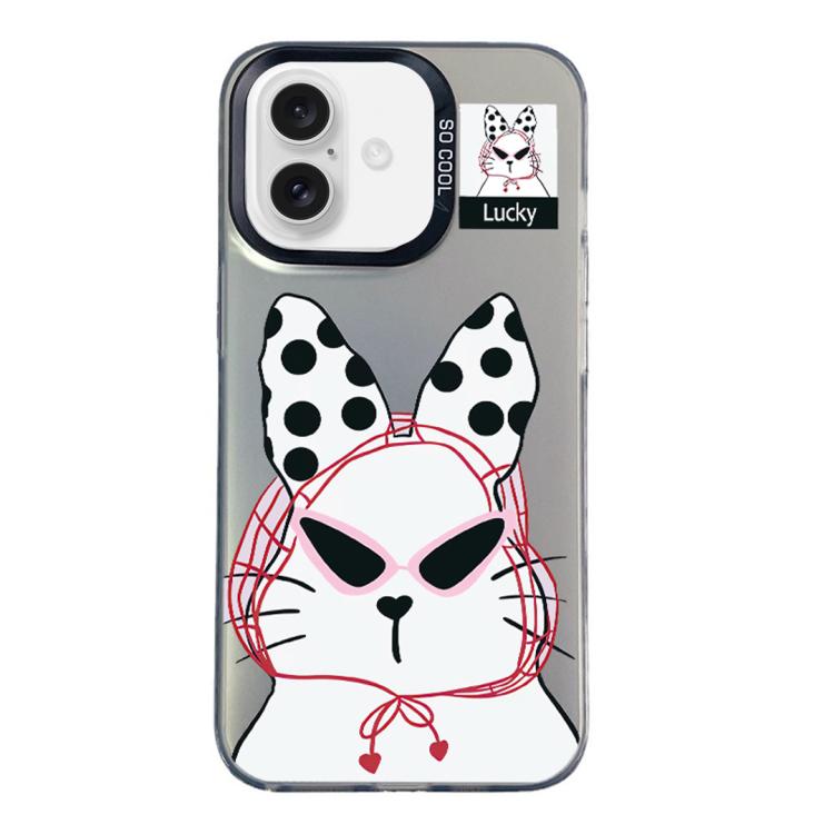 Custodia per telefono ibrida in PC e TPU con motivo argentato colorato, For iPhone 16, For iPhone 15 Pro Max