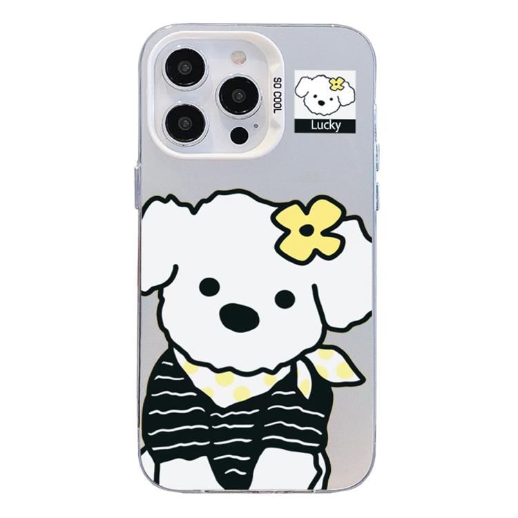 Custodia per telefono ibrida in PC e TPU con motivo argentato colorato, For iPhone 16, For iPhone 15 Pro Max