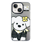 Custodia per telefono ibrida in PC e TPU con motivo argentato colorato, For iPhone 15 Pro, For iPhone 15 Plus