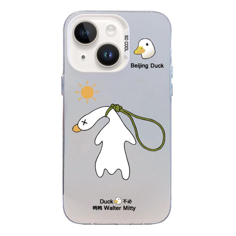 Custodia per telefono ibrida in PC e TPU con motivo argentato colorato, For iPhone 15, For iPhone 14 Plus