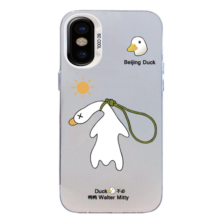 Custodia per telefono ibrida in PC e TPU con motivo argentato colorato, For iPhone X / XS, For iPhone XR