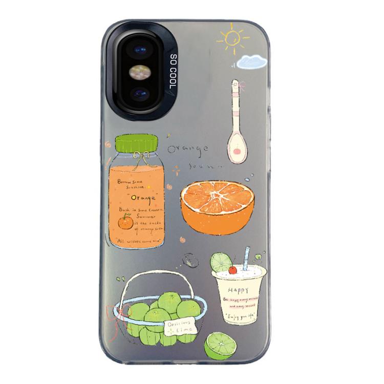 Custodia per telefono ibrida in PC e TPU con motivo argentato colorato, For iPhone X / XS, For iPhone XR