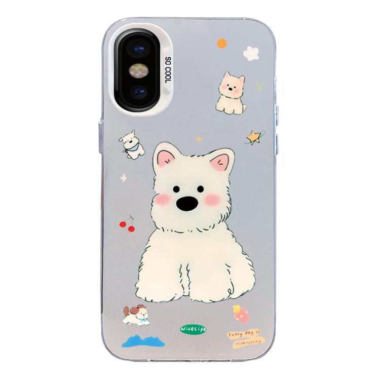 Custodia per telefono ibrida in PC e TPU con motivo argentato colorato, For iPhone X / XS, For iPhone XR