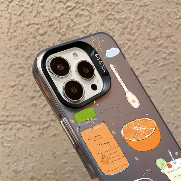 Custodia per telefono ibrida in PC e TPU con motivo argentato colorato, For iPhone 17e / 16e, For iPhone 17 Pro Max