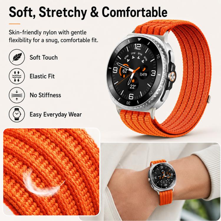 Cinturino per orologio xDfind in nylon traspirante con chiusura a strappo., For Galaxy Watch8 / Watch8 Classic