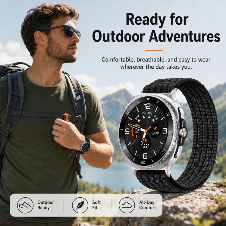 Cinturino per orologio xDfind in nylon traspirante con chiusura a strappo., For Galaxy Watch8 / Watch8 Classic