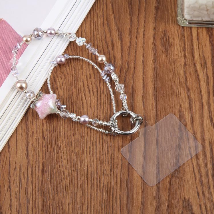 Collana per cellulare con ciondolo a forma di stella a cinque punte, dipinta ad olio, con laccetto di sicurezza.