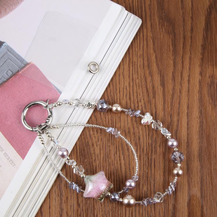 Collana per cellulare con ciondolo a forma di stella a cinque punte, dipinta ad olio, con laccetto di sicurezza.