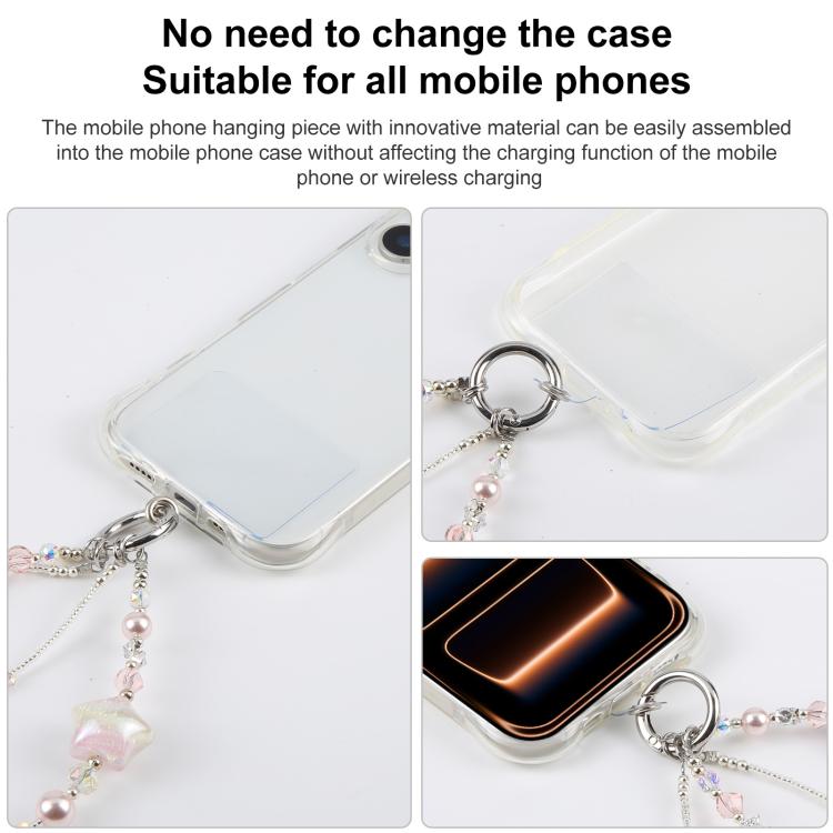 Collana per cellulare con ciondolo a forma di stella a cinque punte, dipinta ad olio, con laccetto di sicurezza.