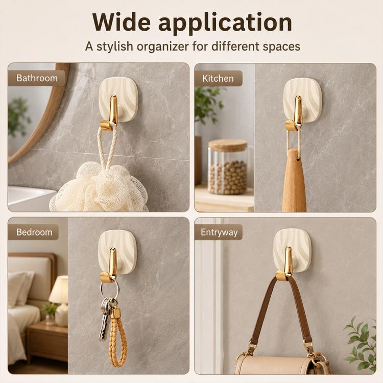 Ganci adesivi in plastica di lusso, senza foratura, resistenti e senza lasciare tracce, ideali per appendere abiti., Gold Hook