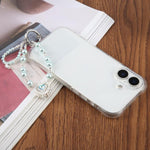 Ciondolo per cellulare con corona e perline, con cordino di sicurezza.