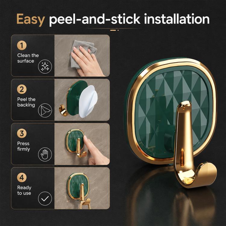 Ganci adesivi in plastica di lusso, senza foratura, resistenti e senza lasciare tracce, ideali per appendere abiti., 1PC