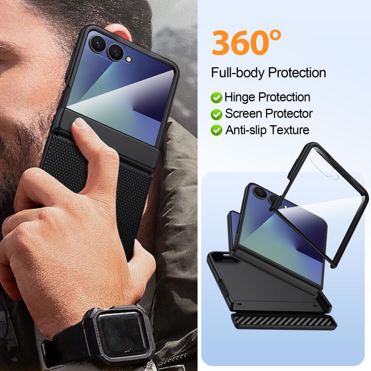 Custodia per telefono in similpelle PU con texture triangolare integrata., For Galaxy Z Flip7 5G