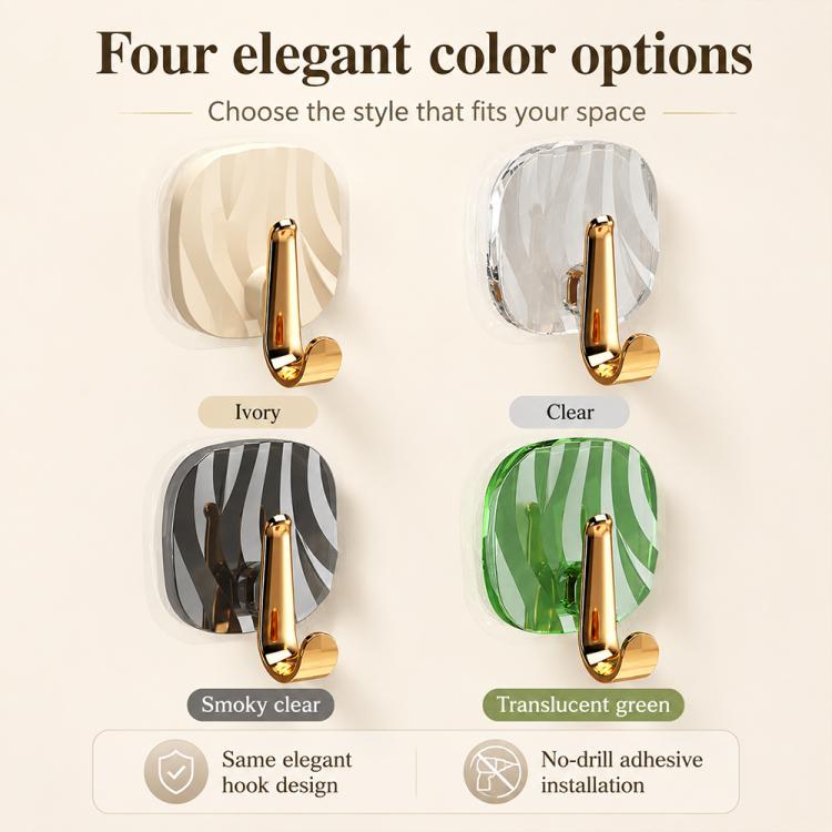 4 ganci adesivi in plastica di lusso, senza foratura, resistenti e senza lasciare tracce, ideali per appendere abiti., 4PCS Gold Hook